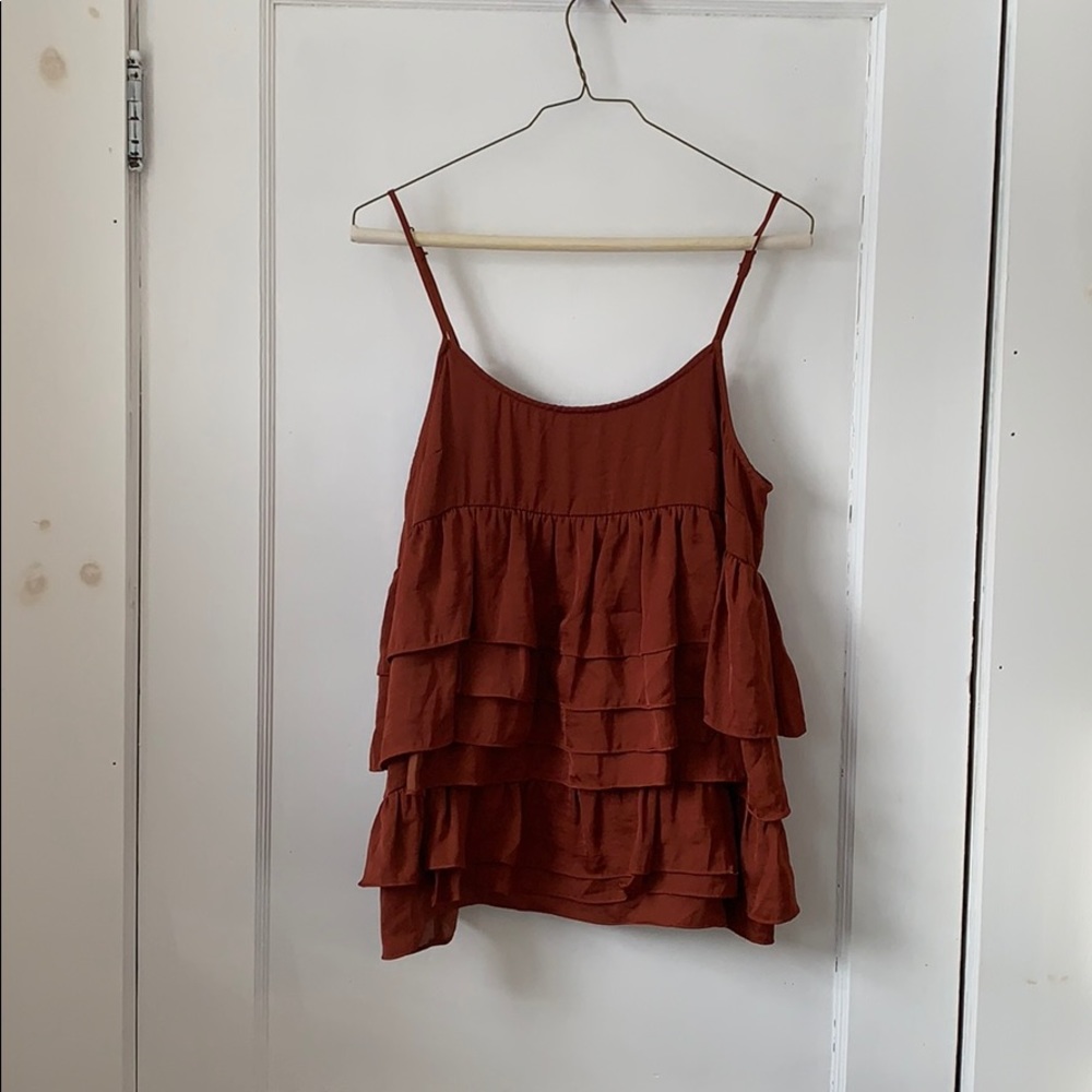 WhoWhatWear Tiered Burnt Red Top
